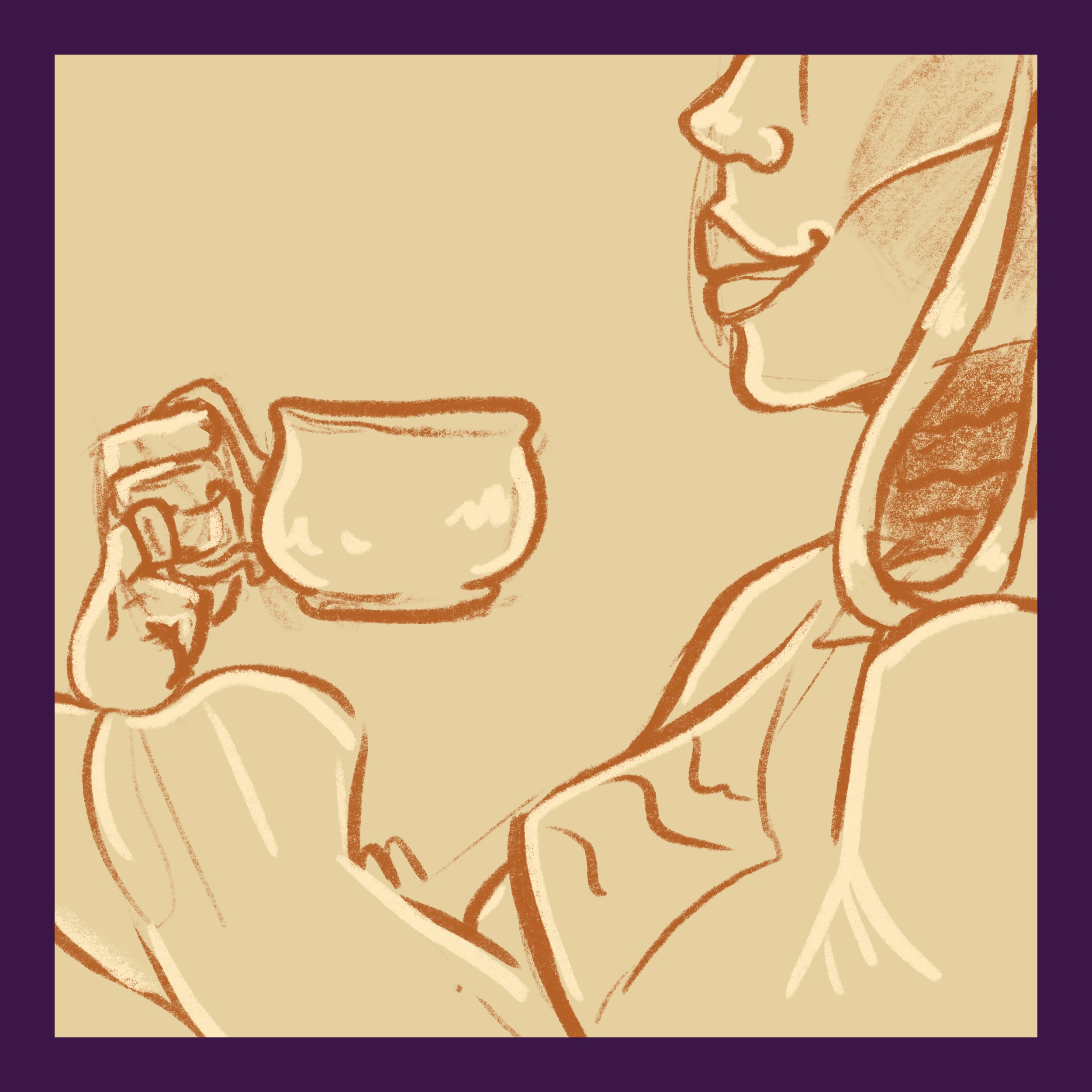 a woman drinking out of a cup